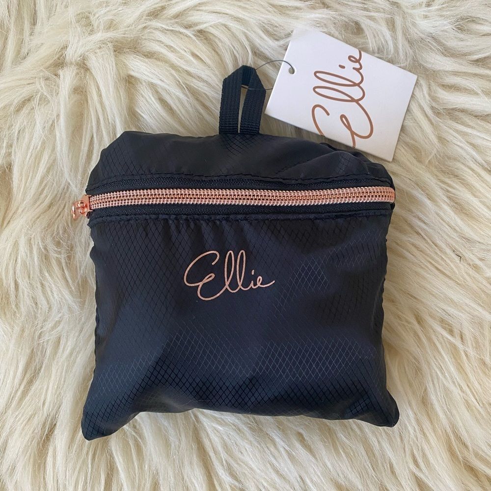 NEW Ellie Packable Backpack Black/Pink Gold Supper Lightweight Travel Vacation